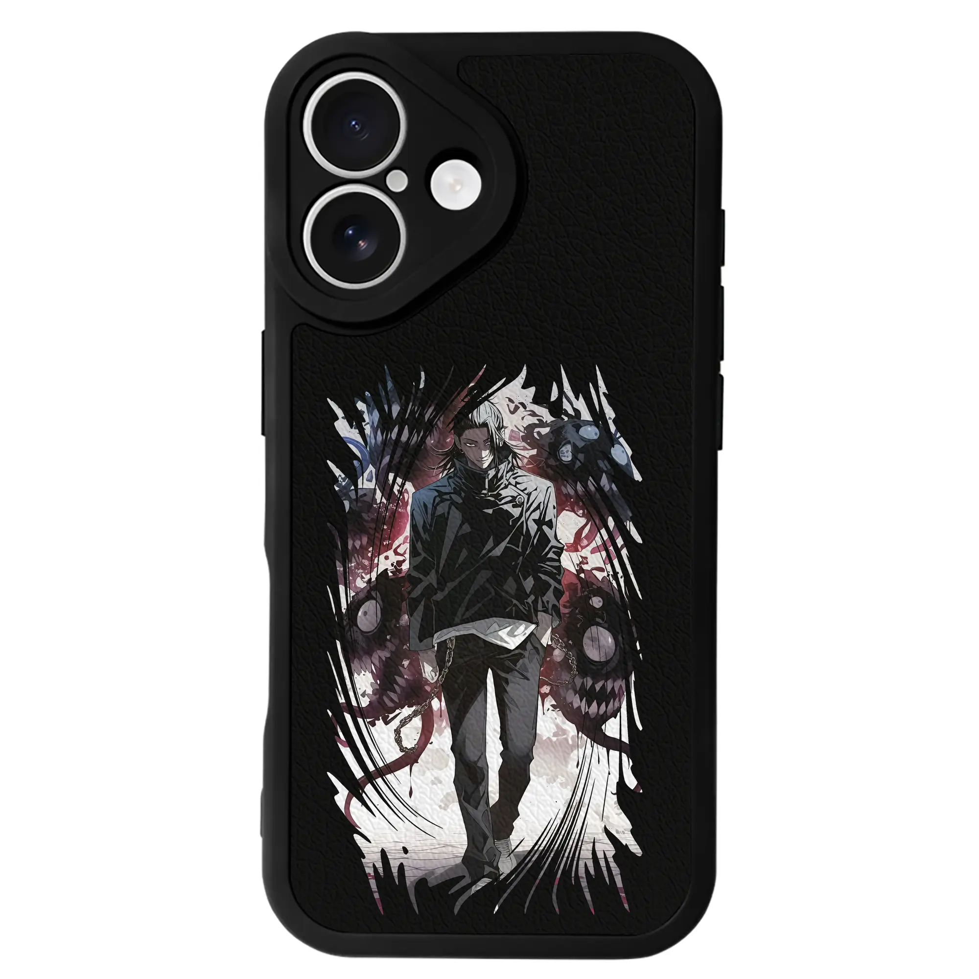 呪術廻戦 グッズ,夏油 傑 - IPhone 16シリーズ対応 ・ シリコンスマホケース ・ レザー調 ・ 高精度フィット ・ 耐衝撃 ・ ワイヤレス充電対応 ・ 精密カット